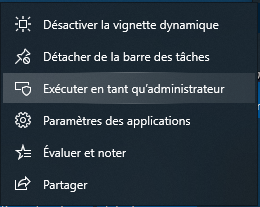 Executer en tant qu'administrateur